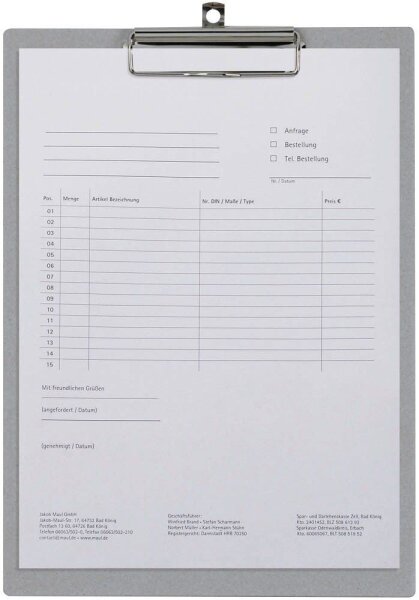 MAUL Klemmbrett MAULcreative 2381082 DIN A4 grau Karton, 1 St.