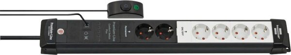 brennenstuhl Premium-Line Comfort Switch Plus 6-fach Steckdosenleiste mit Fußschalter 3,0 m schwarz