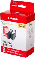 Canon PG-585 / CL-586 schwarz, color Druckerpatronen + Fotopapier, 2er-Set