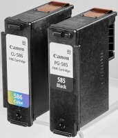 Canon PG-585 / CL-586 schwarz, color Druckerpatronen + Fotopapier, 2er-Set