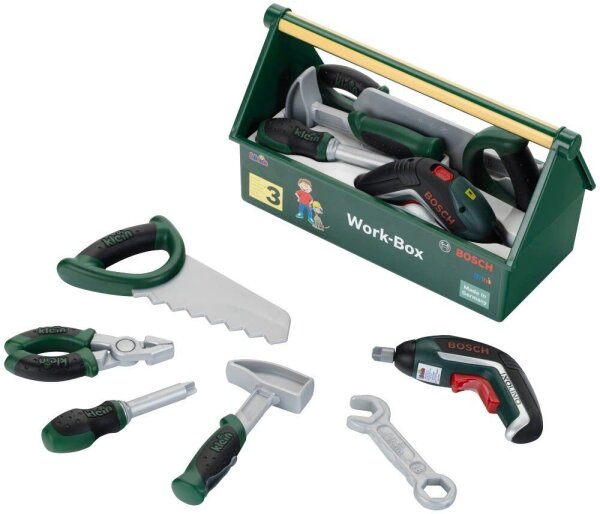 klein Spielzeug-Werkzeugkoffer 8510 grün, grau