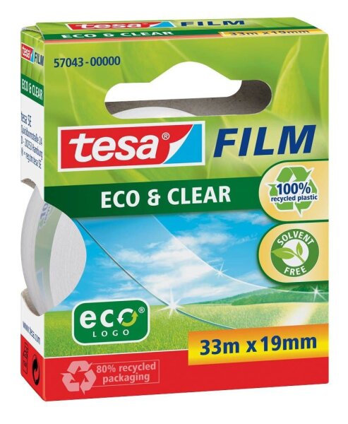 tesa CLEAR RECYCLED Klebefilm transparent 19,0 mm x 33,0 m 1 Rolle
