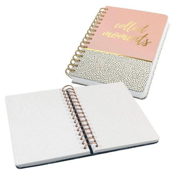 SIGEL Notizbuch mit Spirale Jolie® ca. DIN A5 punktkariert, rose/gold/schwarz Hardcover 240 Seiten, 1 St.