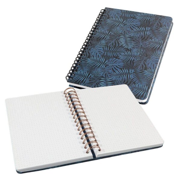 SIGEL Notizbuch mit Spirale Jolie® ca. DIN A5 punktkariert, blau/schwarz Hardcover 120 Seiten, 1 St.