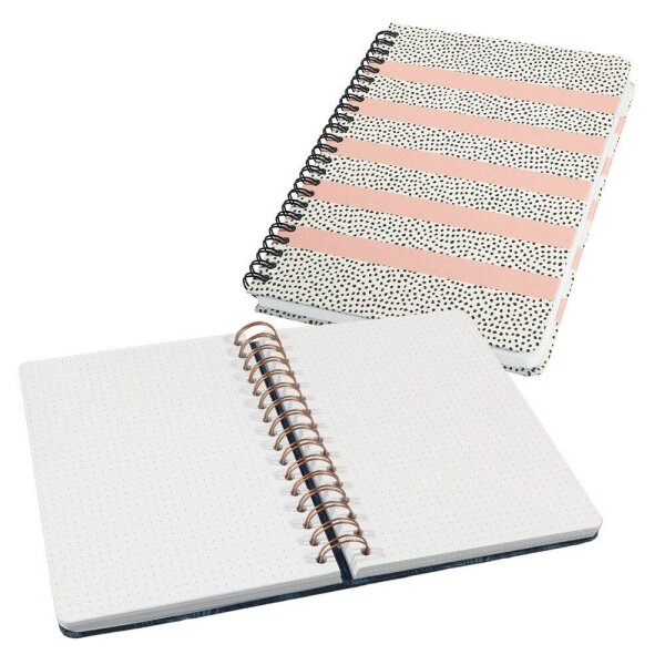 SIGEL Notizbuch mit Spirale Jolie® ca. DIN A5 punktkariert, rose/schwarz/weiß Hardcover 120 Seiten, 1 St.