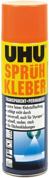 UHU permanent + transparent Sprühkleber 500,0 ml, 1 St.