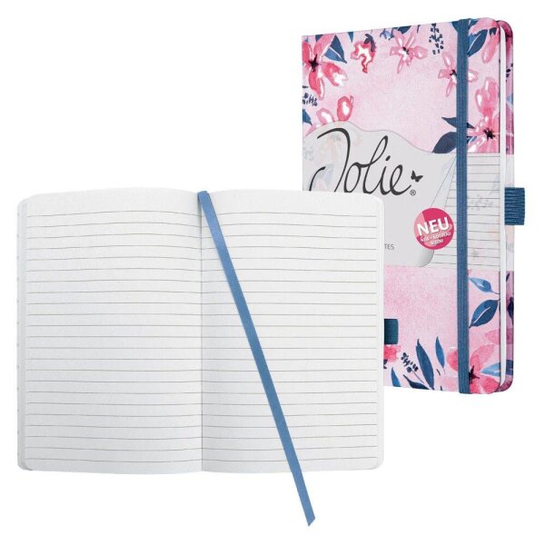 SIGEL Notizbuch Jolie® Loose Florals Pink ca. DIN A5 liniert, blau/rosa Hardcover 174 Seiten, 1 St.