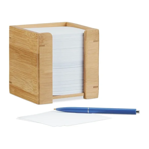 relaxdays Zettelbox braun inkl. 900 Notizzettel, 1 St.