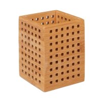 relaxdays Stiftehalter braun Bambus 9,0 x 9,0 x 11,0 cm
