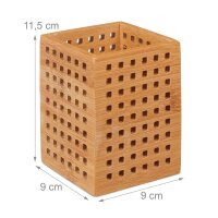 relaxdays Stiftehalter braun Bambus 9,0 x 9,0 x 11,0 cm