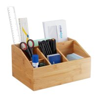 relaxdays Schreibtisch-Organizer braun Bambus 6...