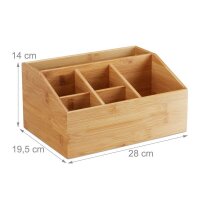 relaxdays Schreibtisch-Organizer braun Bambus 6 Fächer 28,0 x 19,5 x 14,0 cm