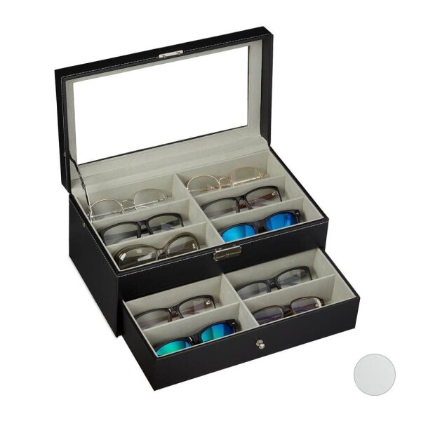 relaxdays Brillenbox schwarz 33,5 x 19,5 x 15,5 cm, 1 St.