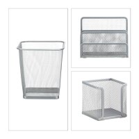 relaxdays Schreibtischset silber