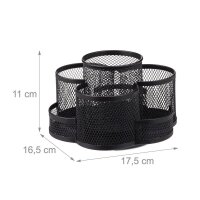 relaxdays Stiftehalter schwarz Metall, lackiert 7 Fächer 17,5 x 16,5 x 11,0 cm