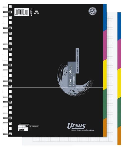Ursus® Collegeblöcke Competence kariert DIN A4 Rand rundum, 3 Blöcke