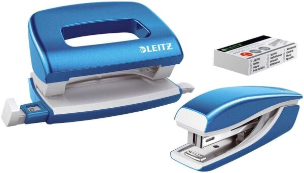 LEITZ Locher und Heftgeräte Set NeXXt WOW blau