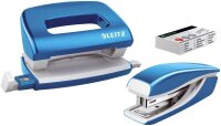 LEITZ Locher und Heftgeräte Set NeXXt WOW blau