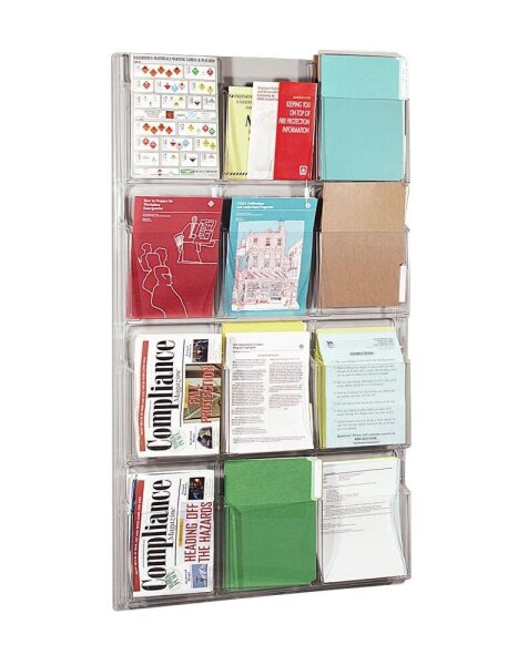 helit Wandprospekthalter transparent 12x DIN A4 76,6 x 5,1 x 126,0 cm, 1 St.