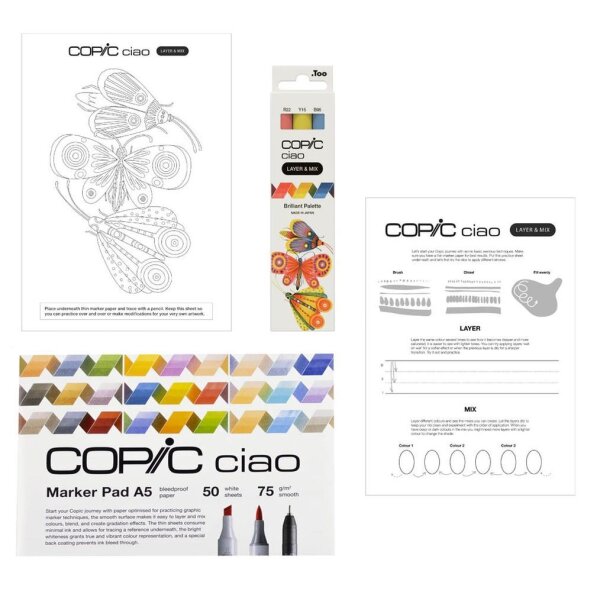 COPIC® Ciao 2D Brilliant Palette Starter Layoutmarker-Set farbsortiert 1,0 + 6,0 mm, 1 Set