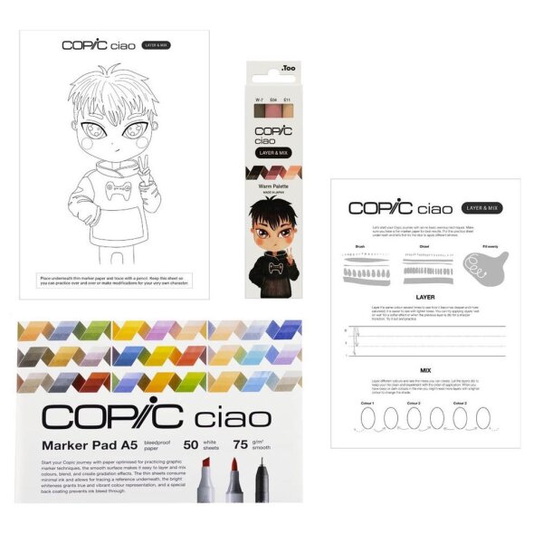 COPIC® Ciao Warm Palette Starter Layoutmarker-Set farbsortiert 1,0 + 6,0 mm, 1 Set