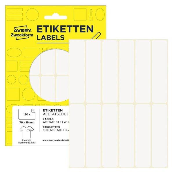 120 AVERY Zweckform Namensetiketten weiß 76,0 x 19,0 mm  ( 51064 )