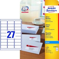 AVERY Zweckform Adressetiketten J4792-25 weiß 63,5...