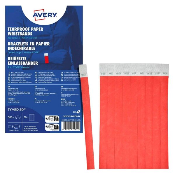 AVERY Zweckform Eintrittsbänder rot, 500 St.