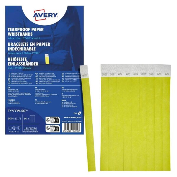 AVERY Zweckform Eintrittsbänder gelb, 500 St.