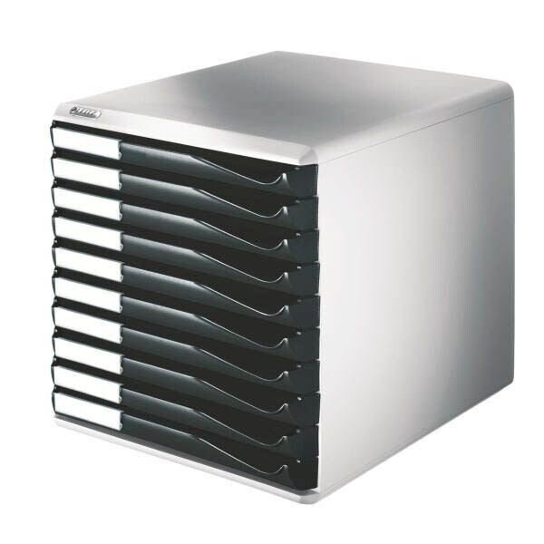 LEITZ Schubladenbox Form Set  schwarz 5281-00-95, DIN A4 mit 10 Schubladen, 1 St.