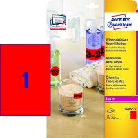 AVERY Zweckform Etiketten L6005-25 rot 210,0 x 297,0 mm,...