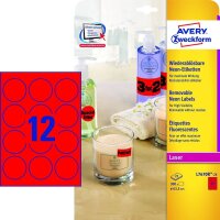 AVERY Zweckform Etiketten L7670R-25 rot 63,5 x 63,5 mm,...