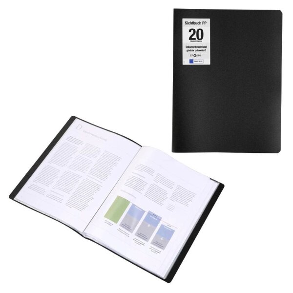 PAGNA Office Sichtbuch DIN A4, 20 Hüllen schwarz, 1 St.