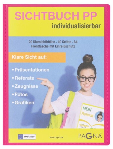 PAGNA School Sichtbuch DIN A4, 20 Hüllen dunkelrosa, 1 St.