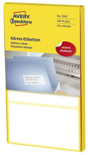 AVERY Zweckform Adressetiketten 3345 weiß 95,0 x 48,0 mm, 282 Etiketten