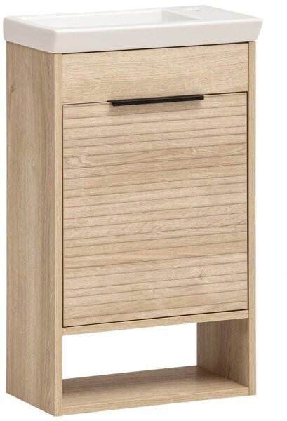 MÖBELPARTNER Waschbecken mit Unterschrank Mads 159075 weiß-eiche 45,5 x 27,0 x 5,0 cm