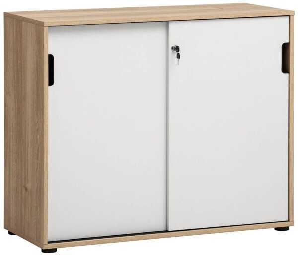 MÖBELPARTNER Schiebetürenschrank Emmik, 702043 weiß, weiß-eiche 1 Fachboden 100,1 x 41,0 x 83,6 cm