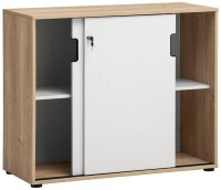 MÖBELPARTNER Schiebetürenschrank Emmik, 702043 weiß, weiß-eiche 1 Fachboden 100,1 x 41,0 x 83,6 cm