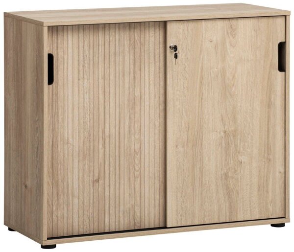MÖBELPARTNER Schiebetürenschrank Emmik, 702042 weiß-eiche 1 Fachboden 100,1 x 41,0 x 83,6 cm