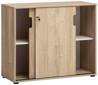 MÖBELPARTNER Schiebetürenschrank Emmik, 702042 weiß-eiche 1 Fachboden 100,1 x 41,0 x 83,6 cm