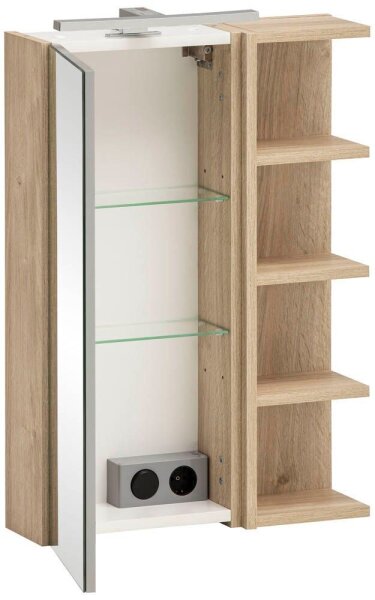 MÖBELPARTNER Spiegelschrank Mads 159670 weiß-eiche 50,3 x 16,0 x 74,4 cm