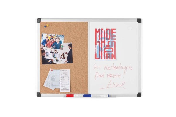 Bi-Office Whiteboard-Pinnwand MAYA KOMBI 60,0 x 45,0 cm Kork braun