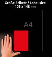 AVERY Zweckform Etiketten 3456 rot 105,0 x 148,0 mm, 100 Blatt
