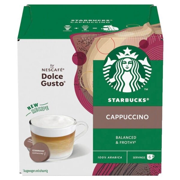 NESCAFÉ DOLCE GUSTO® STARBUCKS® Cappuccino Balanced & Frothy Kaffeekapseln, mild, 6 St.