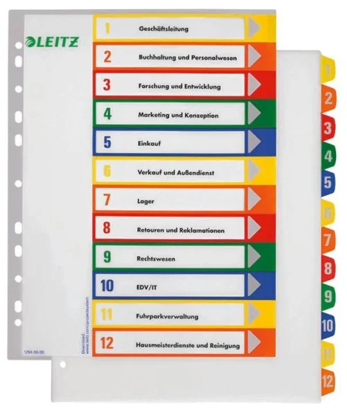LEITZ Ordnerregister 1294 DIN A4 Vollformat,...
