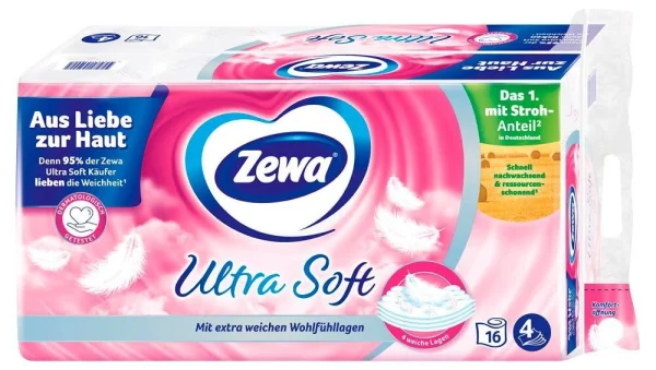 Zewa Toilettenpapier Ultra Soft 4-lagig, 16 Rollen