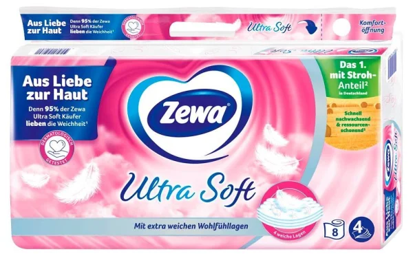 Zewa Toilettenpapier Ultra Soft 4-lagig, 8 Rollen
