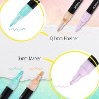 ONLINE® Pastell Lettering Acrylstifte-Set farbsortiert 0,7 + 3,0 mm, 6 St.