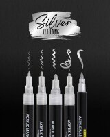 ONLINE® Silver Lettering Acrylstifte-Set silber 5 St.