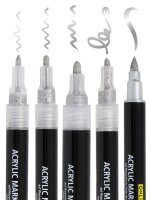 ONLINE® Silver Lettering Acrylstifte-Set silber 5 St.